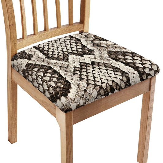 Beige Snakeskin Print Chair Cushion Cover