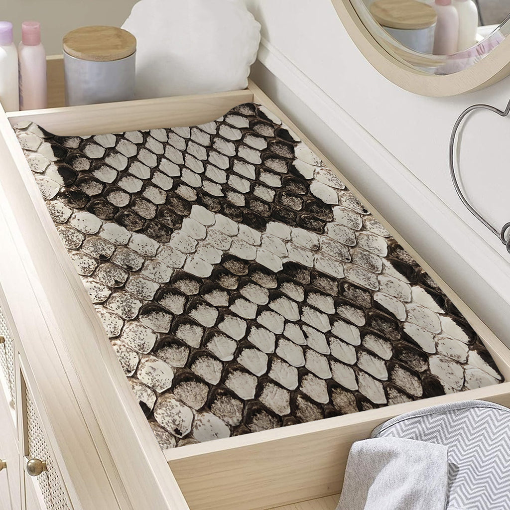 Beige Snakeskin Print Changing Pad Cover