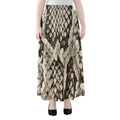 Beige Snakeskin Print Chiffon Maxi Skirt