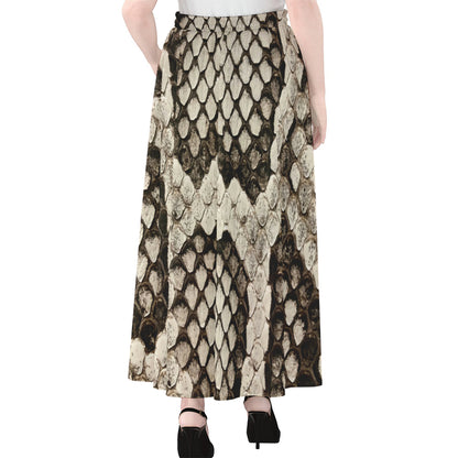 Beige Snakeskin Print Chiffon Maxi Skirt