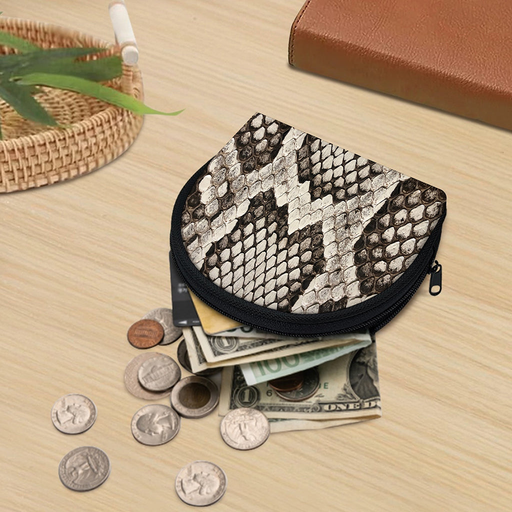 Beige Snakeskin Print Coin Purse