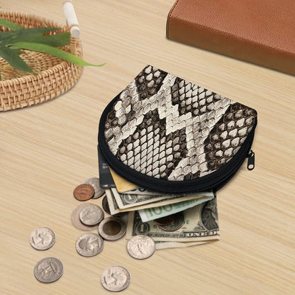 Beige Snakeskin Print Coin Purse