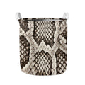 Beige Snakeskin Print Collapsible Laundry Basket