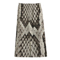 Beige Snakeskin Print Cotton Front Slit Maxi Skirt