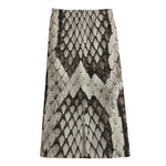 Beige Snakeskin Print Cotton Front Slit Maxi Skirt