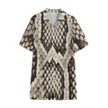 Beige Snakeskin Print Cotton Hawaiian Shirt
