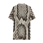 Beige Snakeskin Print Cotton Hawaiian Shirt