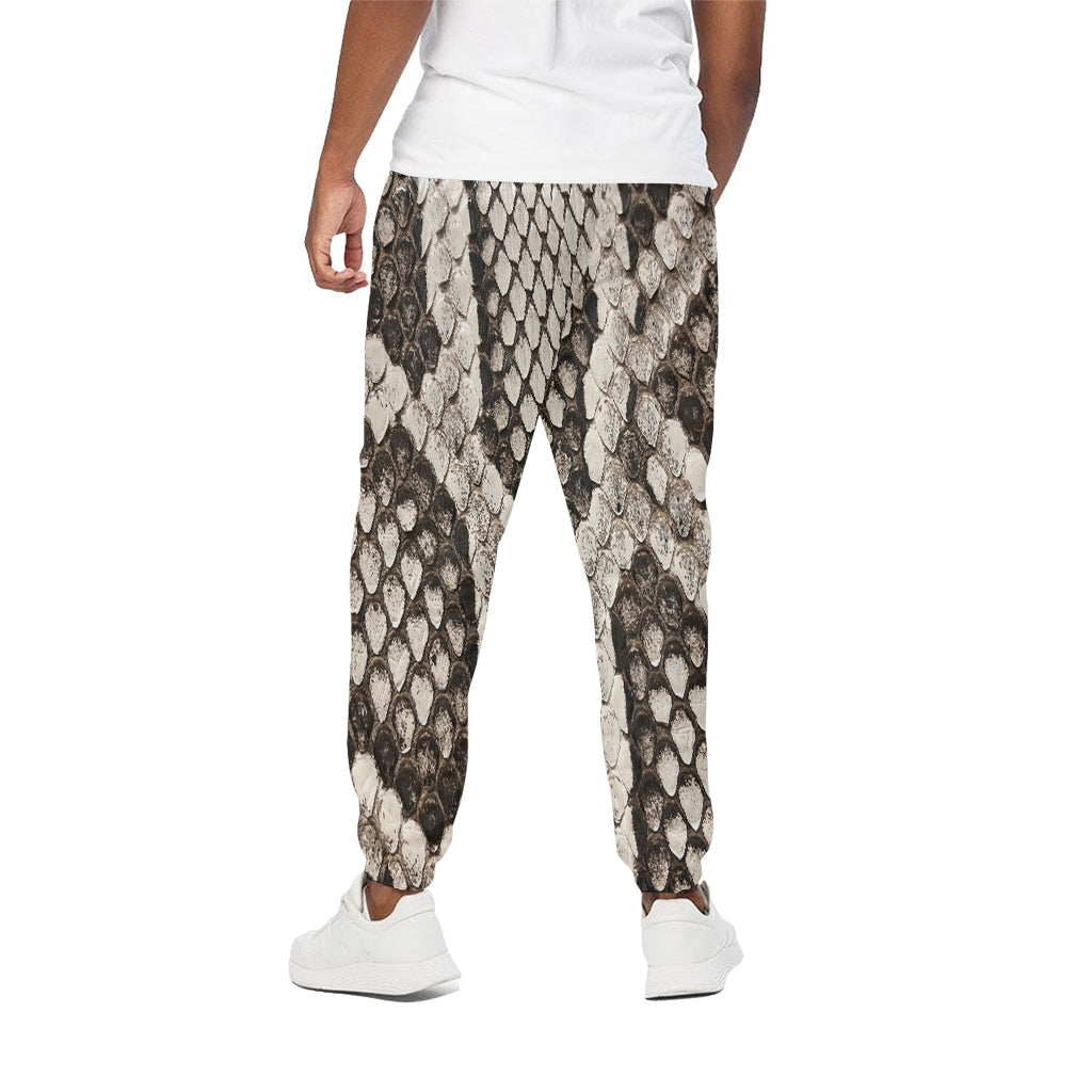 Beige Snakeskin Print Cotton Pants