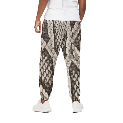 Beige Snakeskin Print Cotton Pants