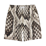 Beige Snakeskin Print Cotton Shorts