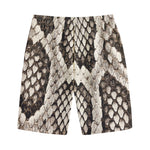 Beige Snakeskin Print Cotton Shorts