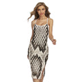 Beige Snakeskin Print Cross Back Cami Dress