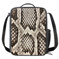 Beige Snakeskin Print Crossbody Lunch Bag