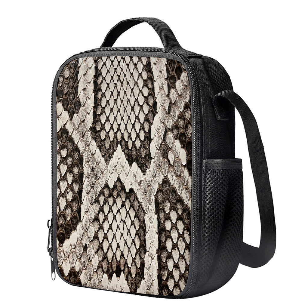Beige Snakeskin Print Crossbody Lunch Bag
