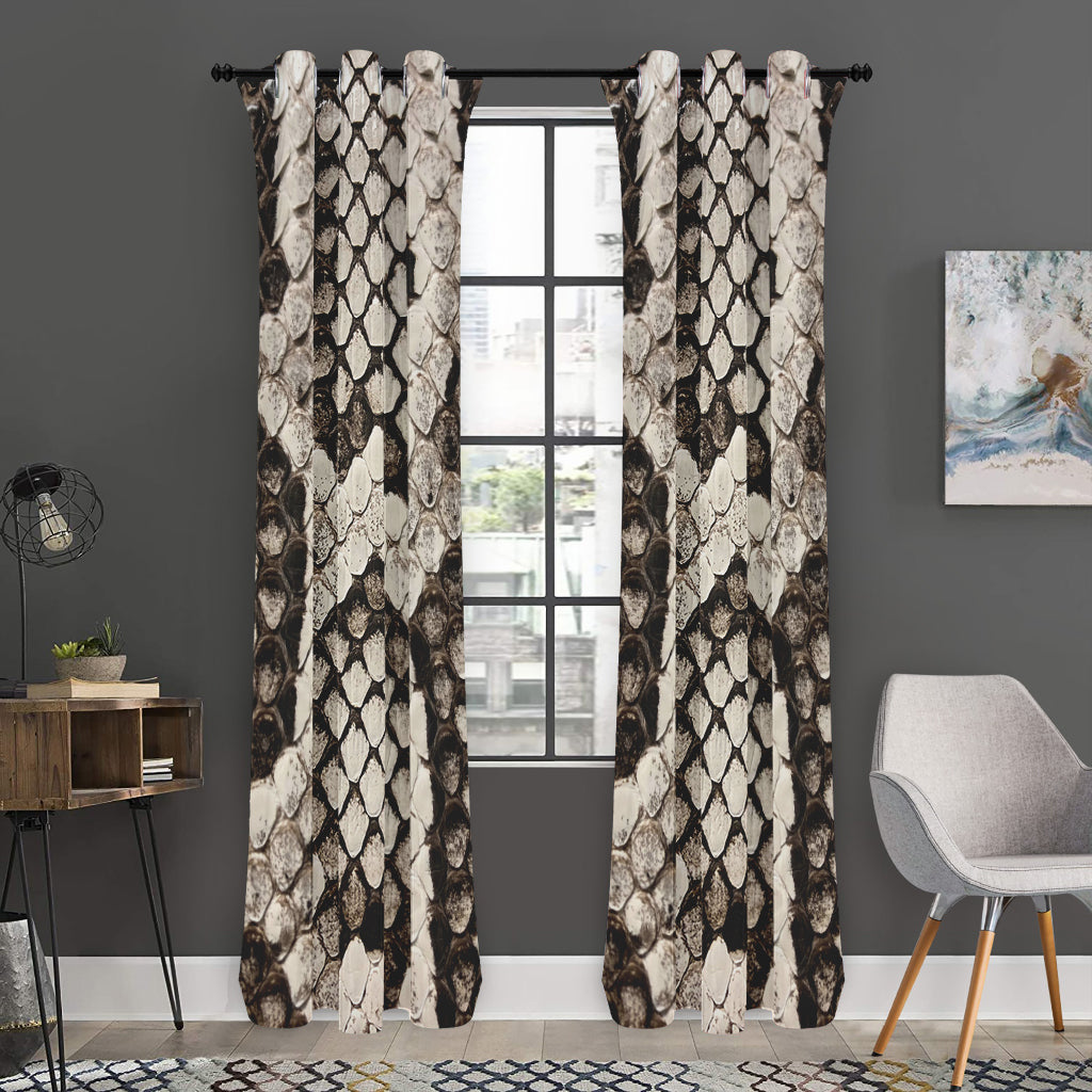 Beige Snakeskin Print Curtain