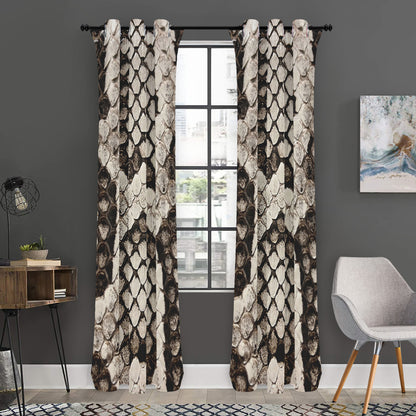 Beige Snakeskin Print Curtain