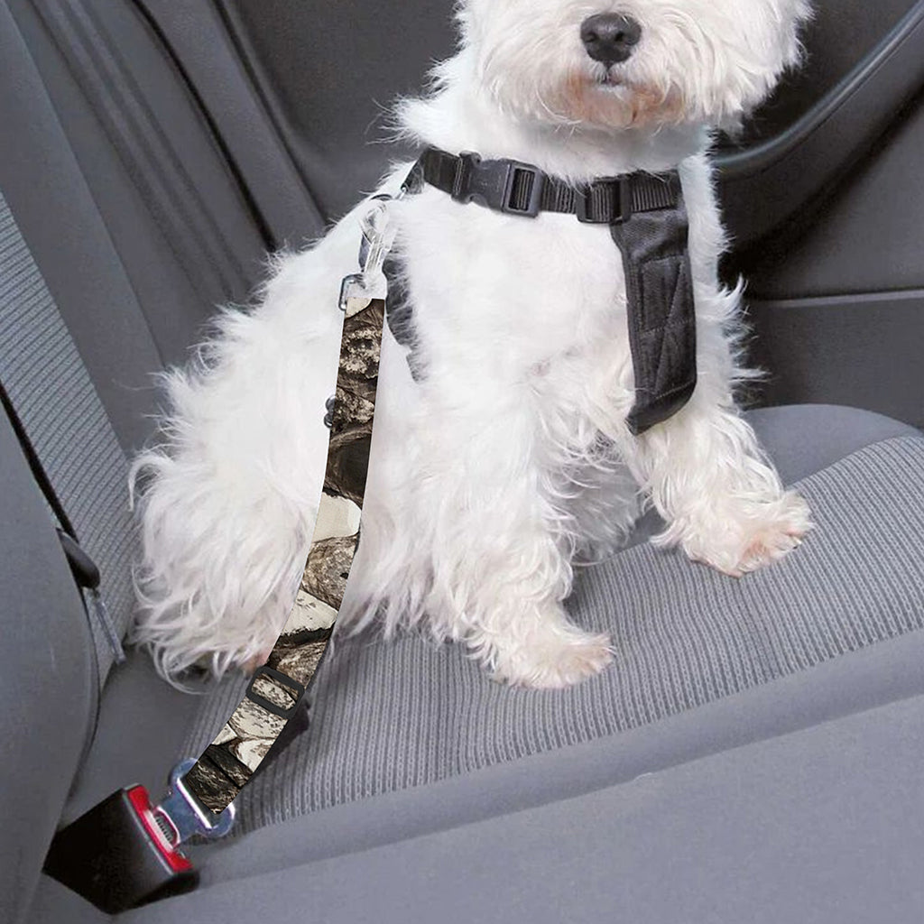 Beige Snakeskin Print Dog Seat Belt