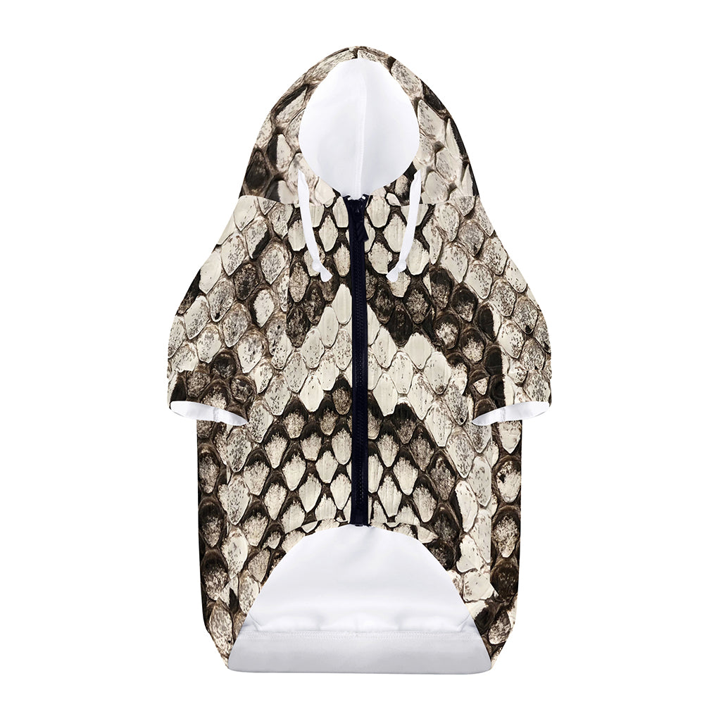 Beige Snakeskin Print Dog Zip Up Hoodie
