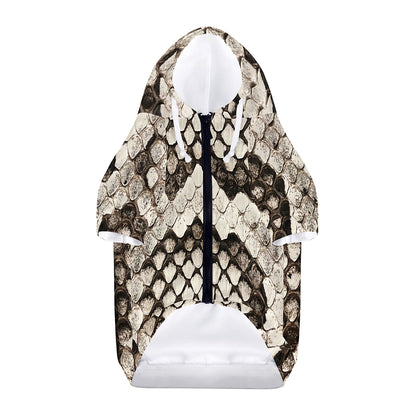 Beige Snakeskin Print Dog Zip Up Hoodie