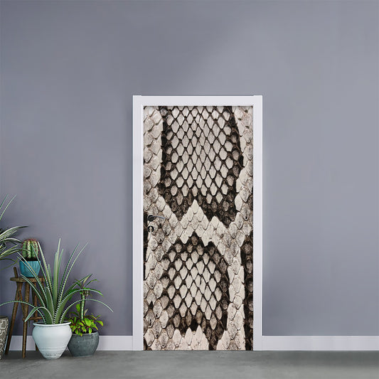 Beige Snakeskin Print Door Sticker