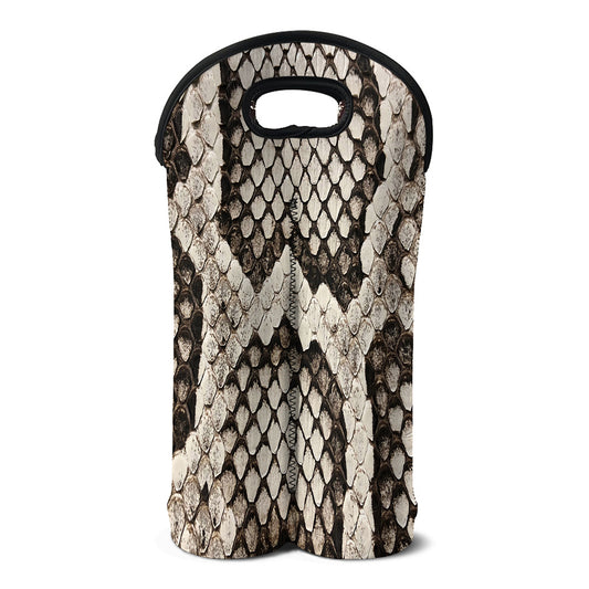 Beige Snakeskin Print Double Neoprene Wine Tote