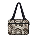Beige Snakeskin Print Double Strap Bible Bag