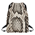 Beige Snakeskin Print Drawstring Backpack