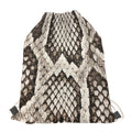 Beige Snakeskin Print Drawstring Bag