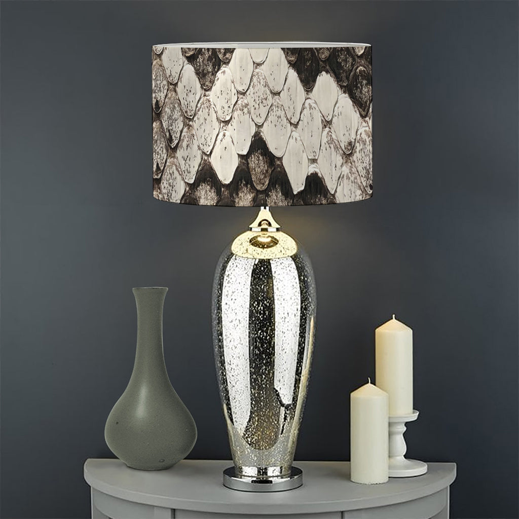 Beige Snakeskin Print Drum Lamp Shade