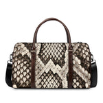 Beige Snakeskin Print Duffle Bag