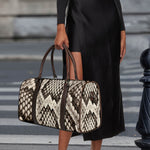 Beige Snakeskin Print Duffle Bag