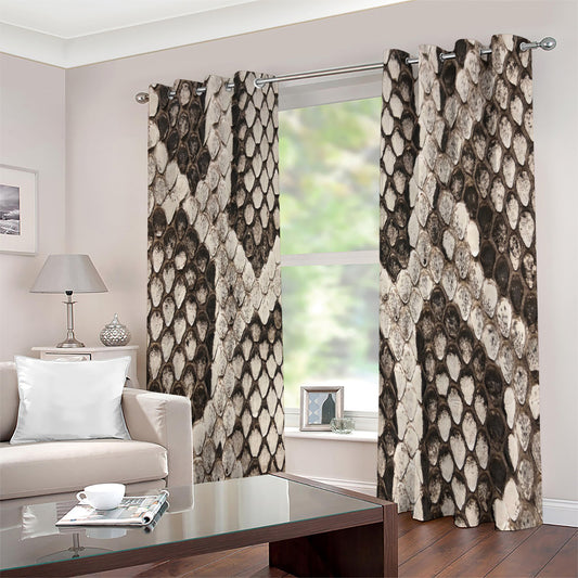 Beige Snakeskin Print Extra Wide Grommet Curtains
