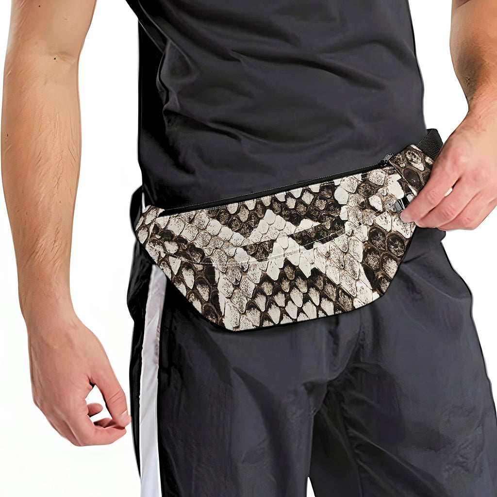 Beige Snakeskin Print Fanny Pack