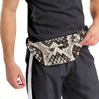 Beige Snakeskin Print Fanny Pack