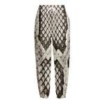 Beige Snakeskin Print Fleece Lined Knit Pants