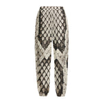 Beige Snakeskin Print Fleece Lined Knit Pants