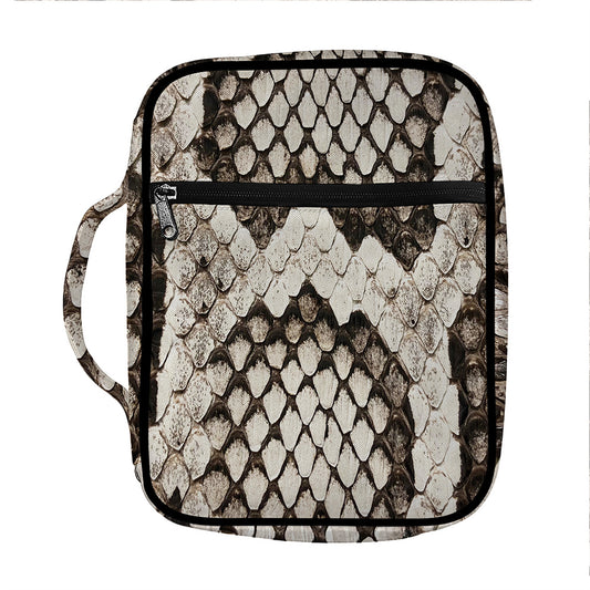 Beige Snakeskin Print Front Pocket Bible Bag