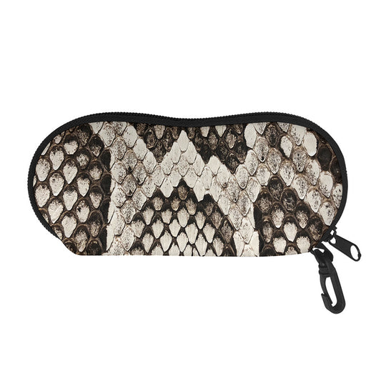 Beige Snakeskin Print Glasses Case