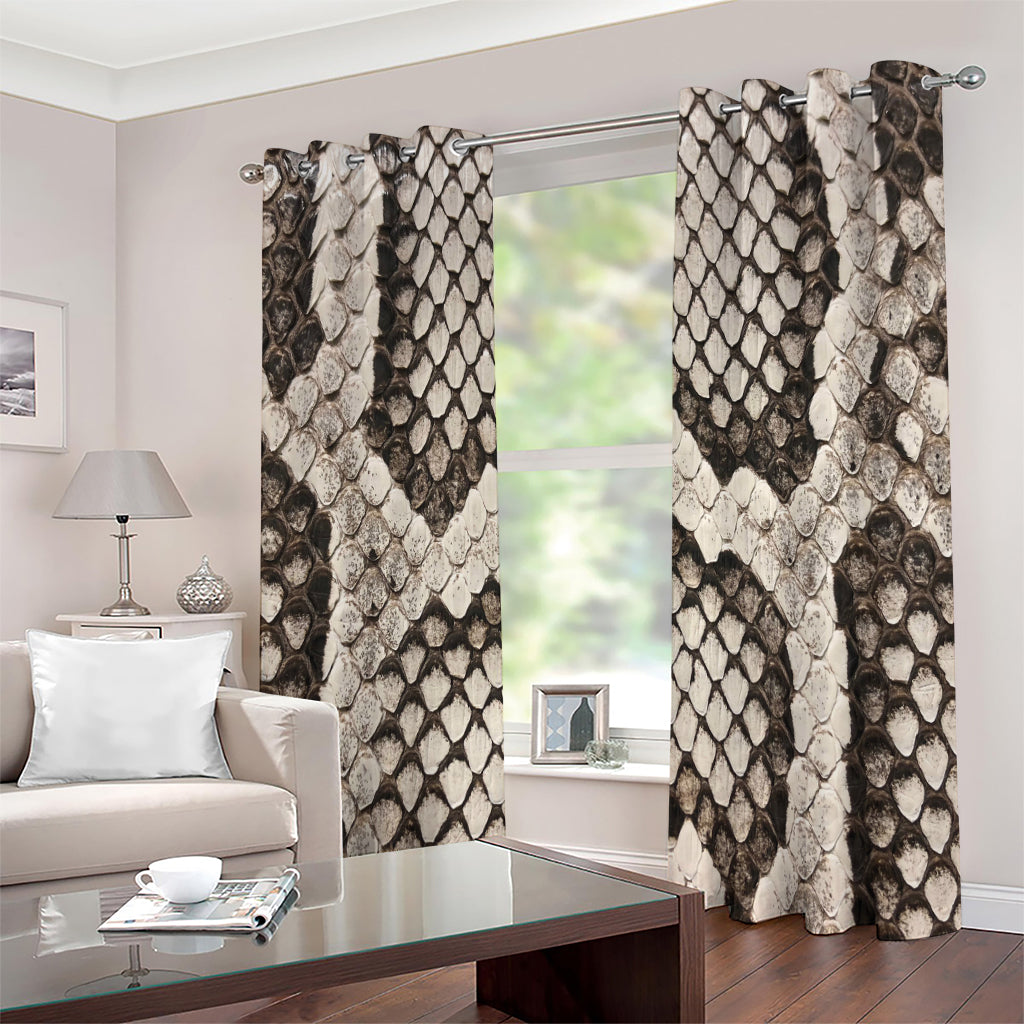 Beige Snakeskin Print Grommet Curtains