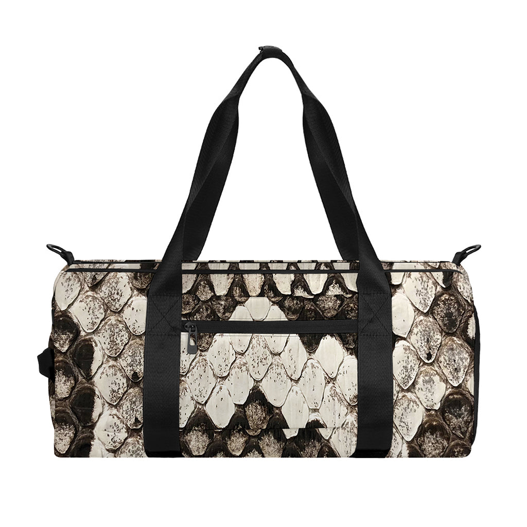Beige Snakeskin Print Gym Bag