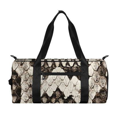 Beige Snakeskin Print Gym Bag