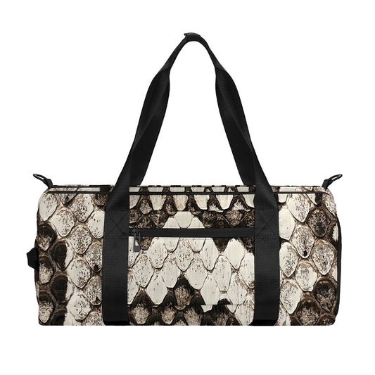 Beige Snakeskin Print Gym Bag