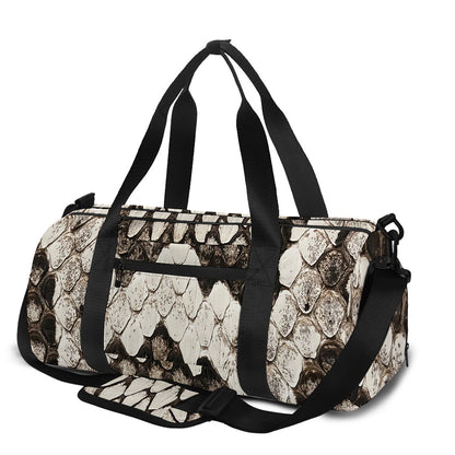 Beige Snakeskin Print Gym Bag