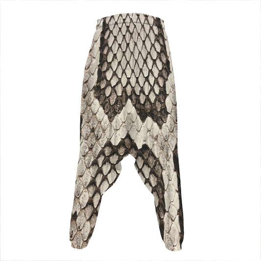 Beige Snakeskin Print Hammer Pants