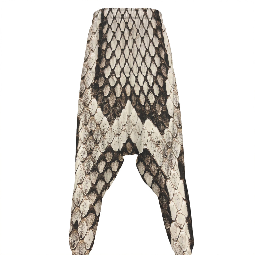Beige Snakeskin Print Hammer Pants
