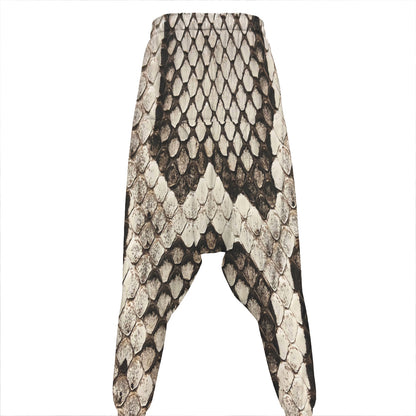 Beige Snakeskin Print Hammer Pants