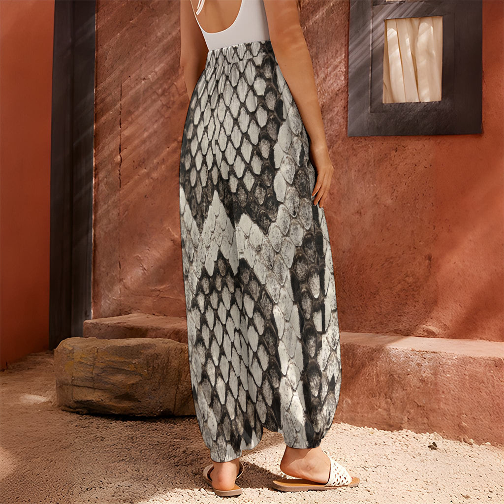 Beige Snakeskin Print Harem Pants
