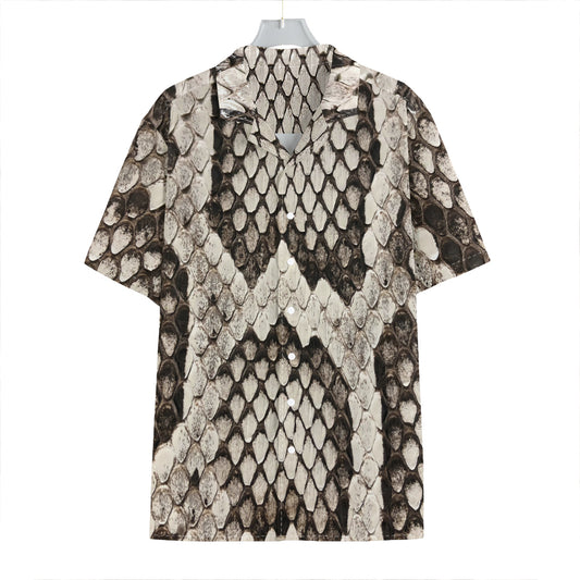 Beige Snakeskin Print Hawaiian Shirt