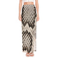 Beige Snakeskin Print High Slit Maxi Skirt