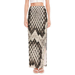 Beige Snakeskin Print High Slit Maxi Skirt